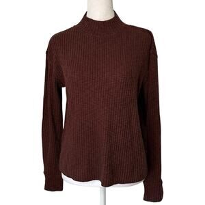 Everlane dark brown knit mockneck sweater size XS